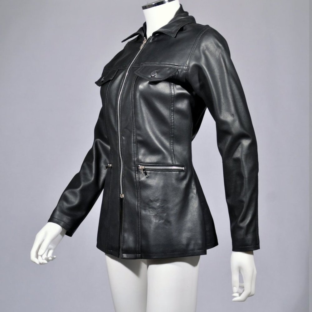 SOLD y2k BUFFY Fitted Black Mod LEATHER Jacket